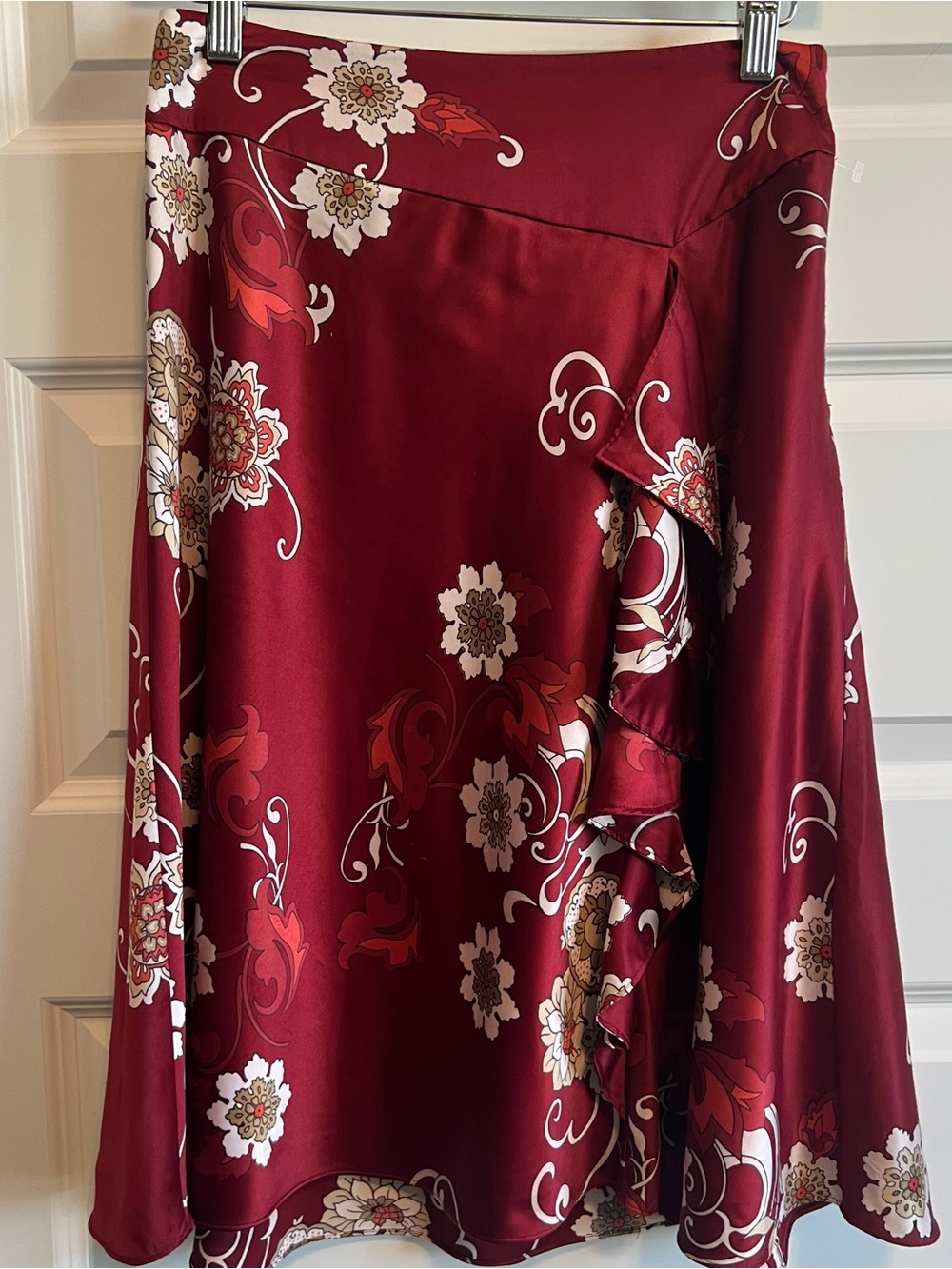ANN TAYLOR Flowy A-Line Silky Floral Midi Skirt Size 0